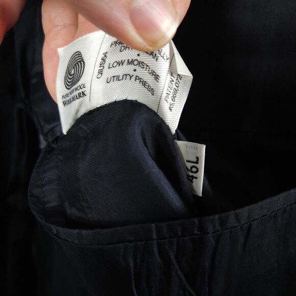 Hart Schaffner Marx Mens 46L Black Wool Pinstriped 3-Button Sports Coat Blazer - Picture 6 of 10